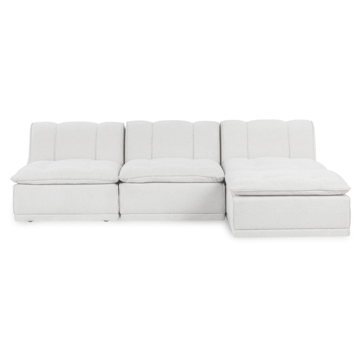 Haven White Upholstered Modular 3pc Sectional w/ Ottoman