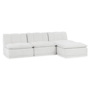 Haven White Upholstered Modular 3pc Sectional w/ Ottoman