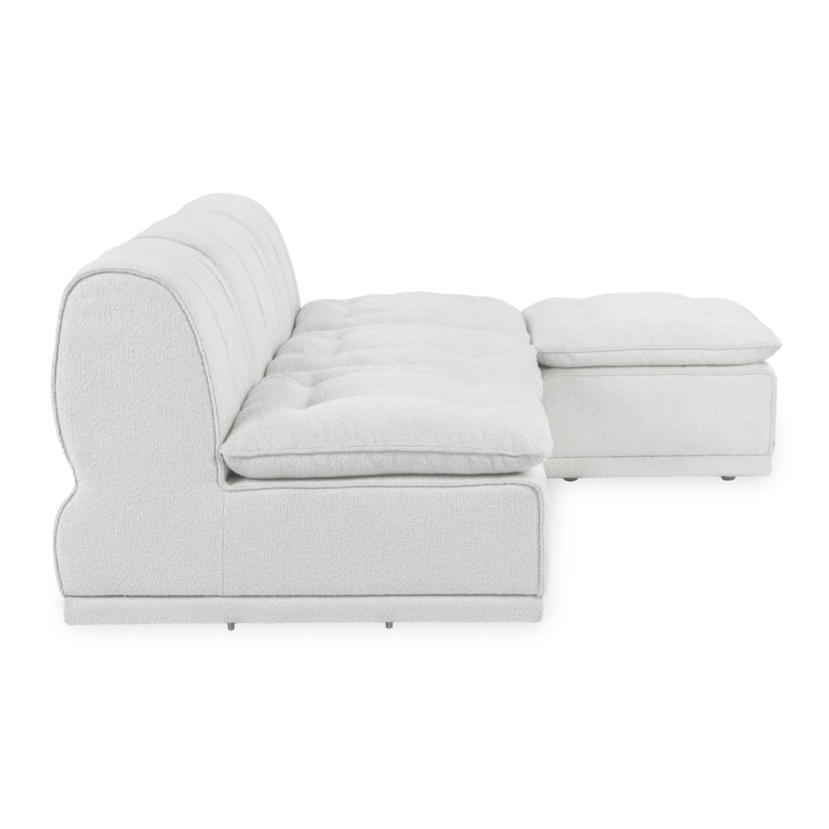 Haven White Upholstered Modular 3pc Sectional w/ Ottoman
