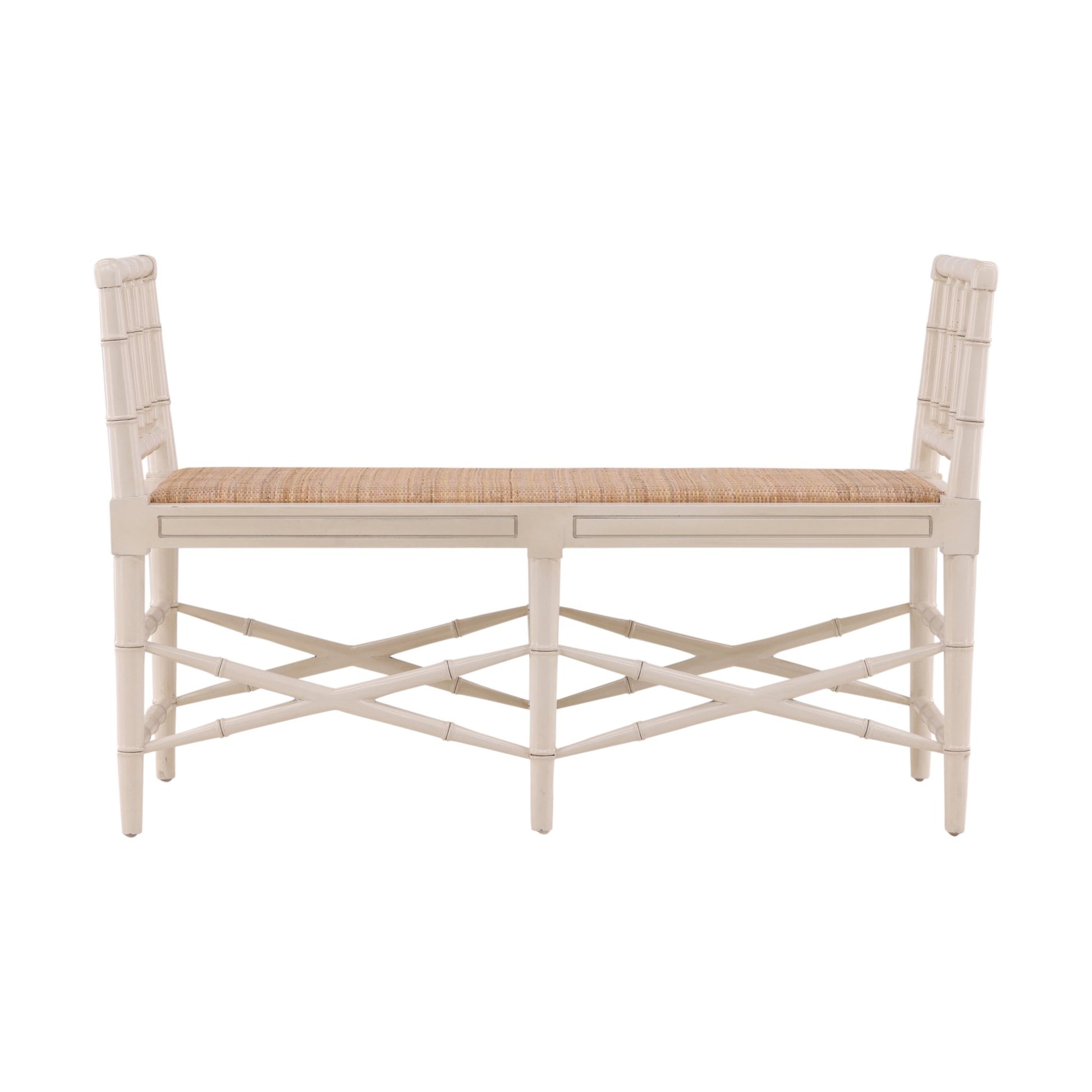 Cream Palm Bench - 50' detail view by Furniture Classics at ZIN Home