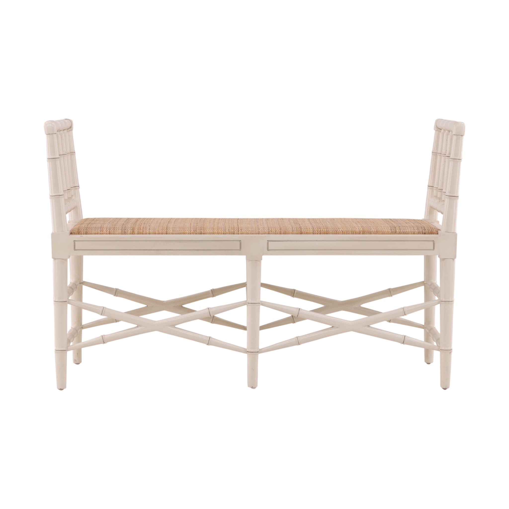 Cream Palm Bench - 50' detail view by Furniture Classics at ZIN Home