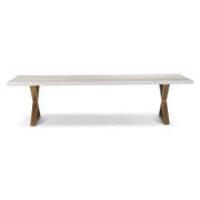 Brooks Dining Table X Base 40" x 116" White Wash Top - Brass Base by Urbia - product view