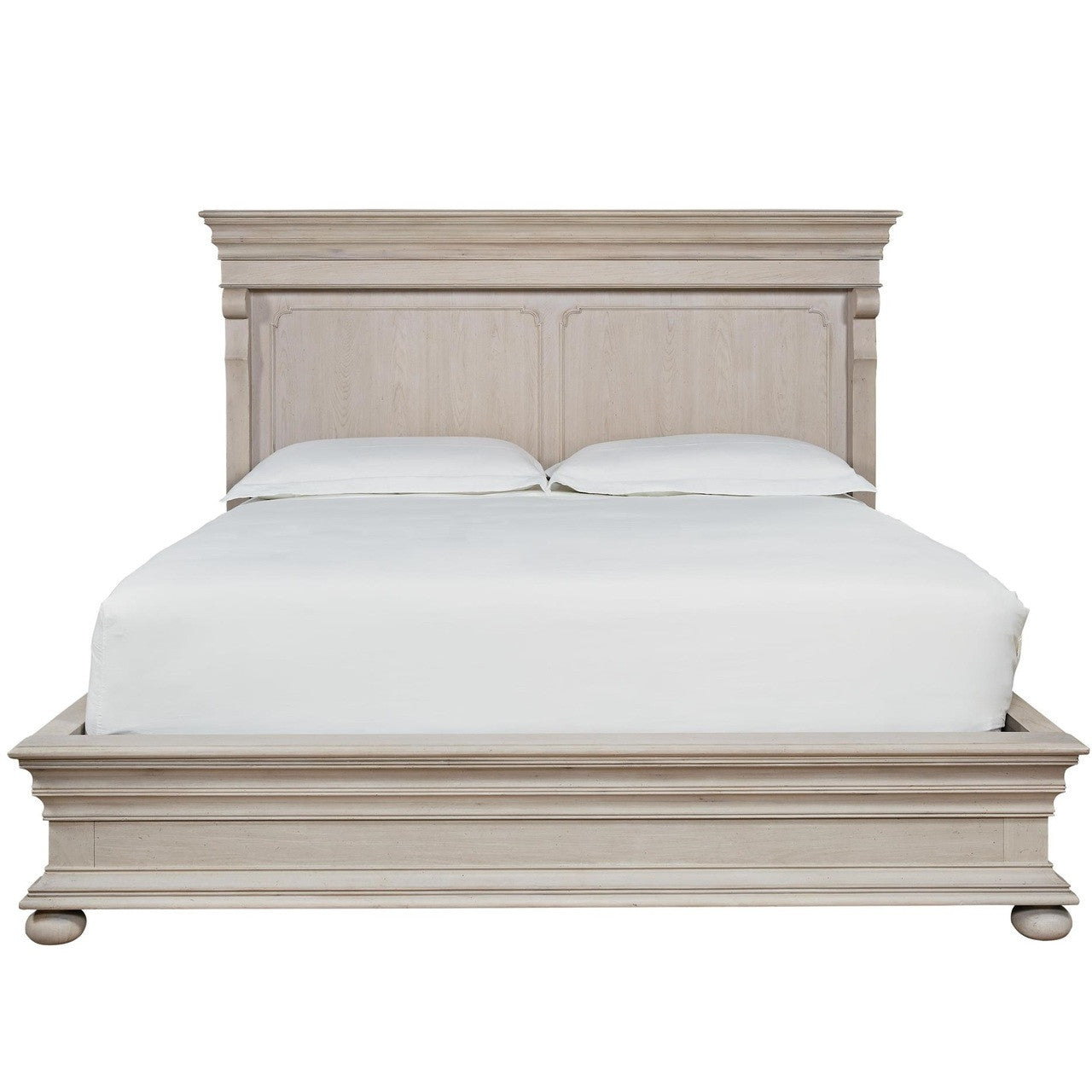 Belgian Mansion Carved Queen Panel Bed - Antiqued White