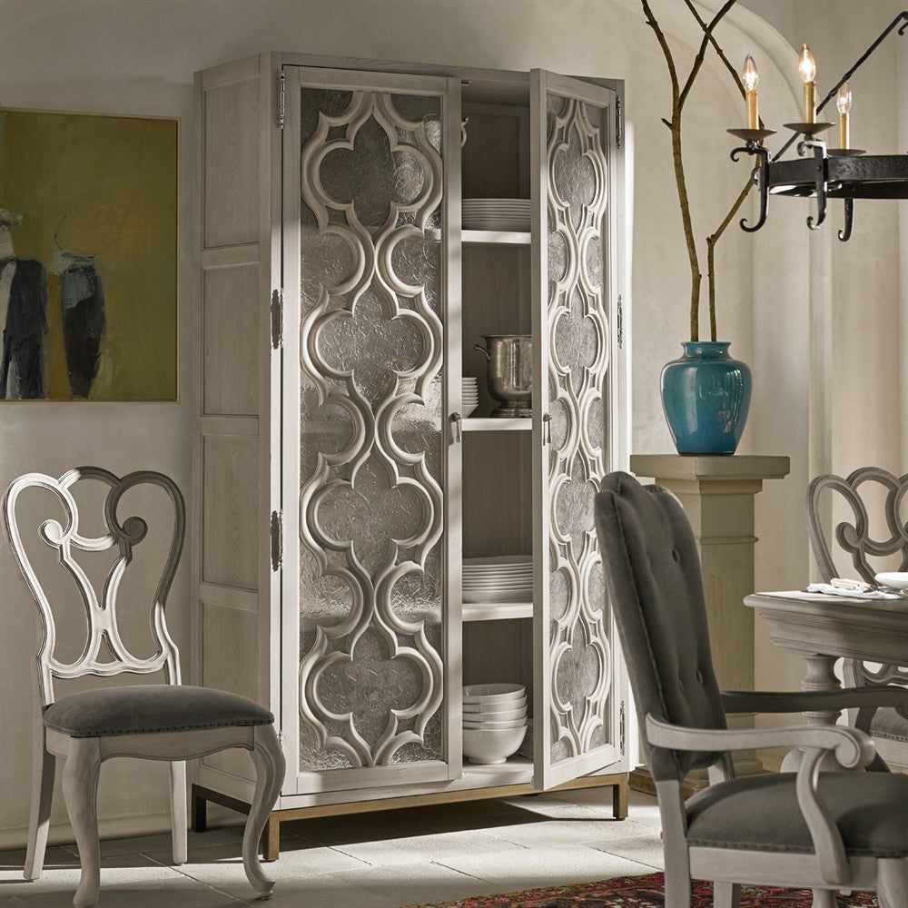 Belgian Cottage Ornate Display Storage Cabinets - Antiqued White