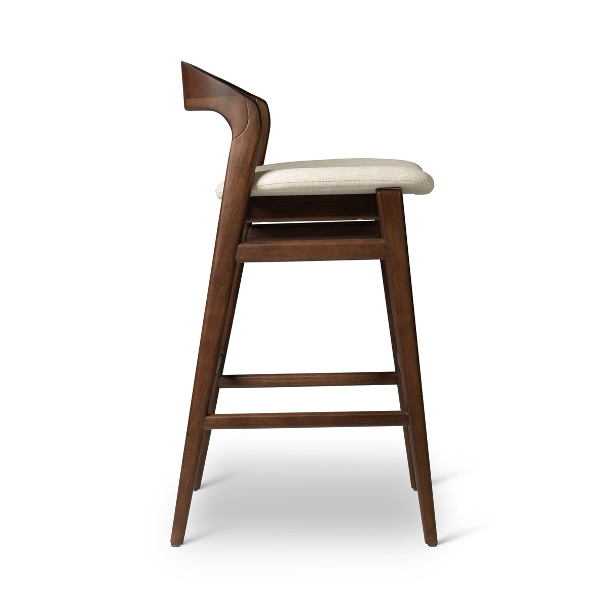 Modern Brazilian Velma Bar Stool Medley Ivory Seat - Nogal Frame by Urbia - detail 3
