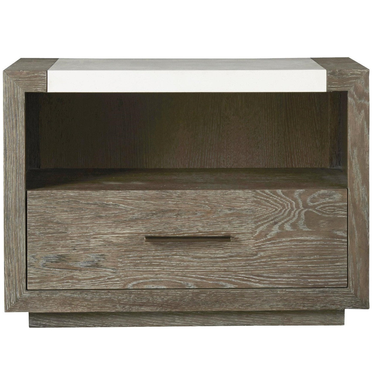 Wilshire Modern Oak and Stone Top 1 Drawer Nightstand