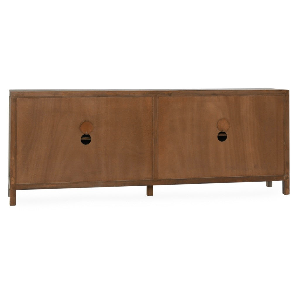 Sabrina 94" Reclaimed Pine Chevron Patterned 4-Door Cabinet