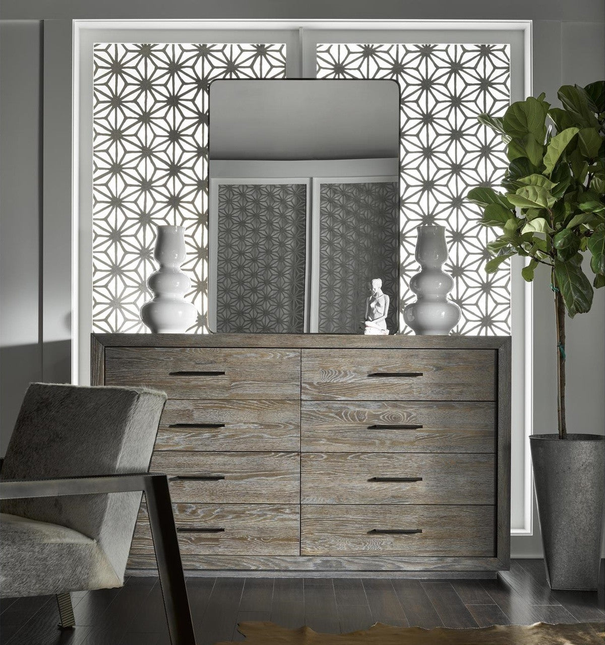 Modern Hollywood Regency Brushed Brass Rectangle Mirror