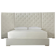 Modern Box-Tufted Extended Headboard Fabric Platform Bed - California King