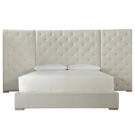Modern Box-Tufted Extended Headboard Fabric Platform Bed - King