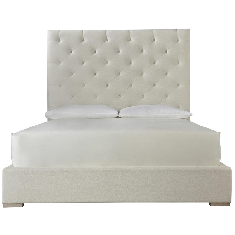 Modern Box-Tufted Panel Upholstered Fabric Platform King Bed