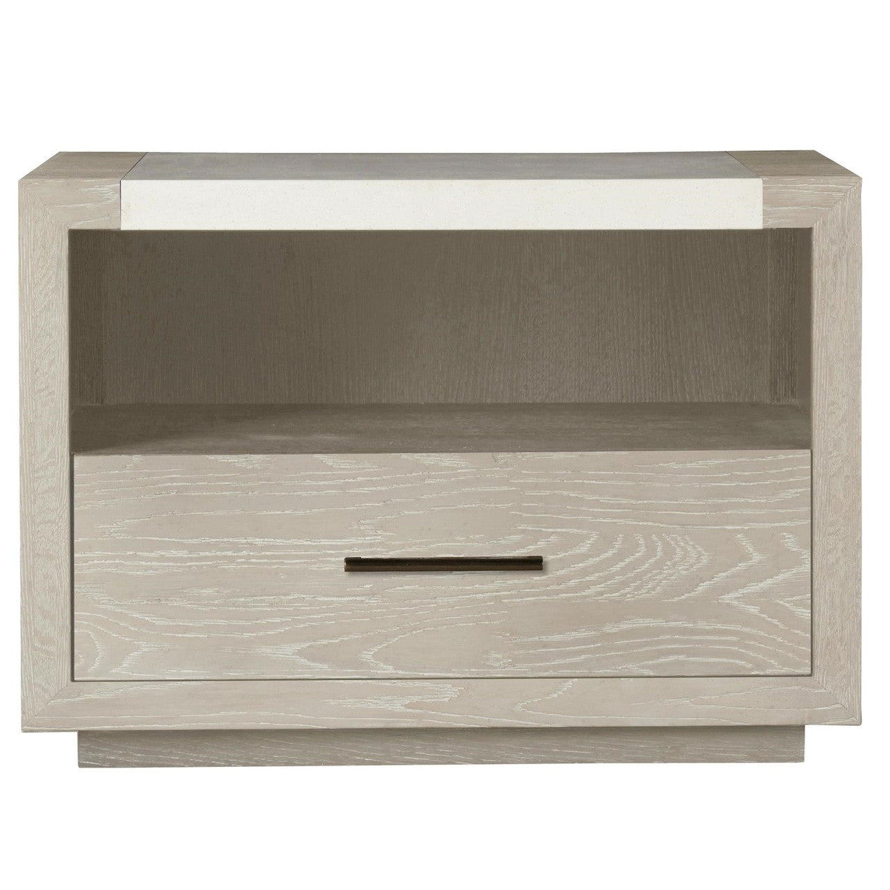 Modern Grey Oak Stone Top Huston 1 Drawer Nightstand