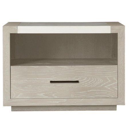 Modern Grey Oak Stone Top Huston 1 Drawer Nightstand