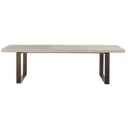 Modern Oak Wood + Bronze Metal Leg Extending Dining Table
