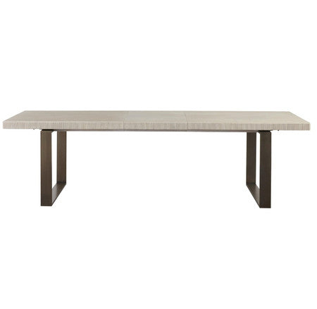 Modern Oak Wood + Bronze Metal Leg Extending Dining Table