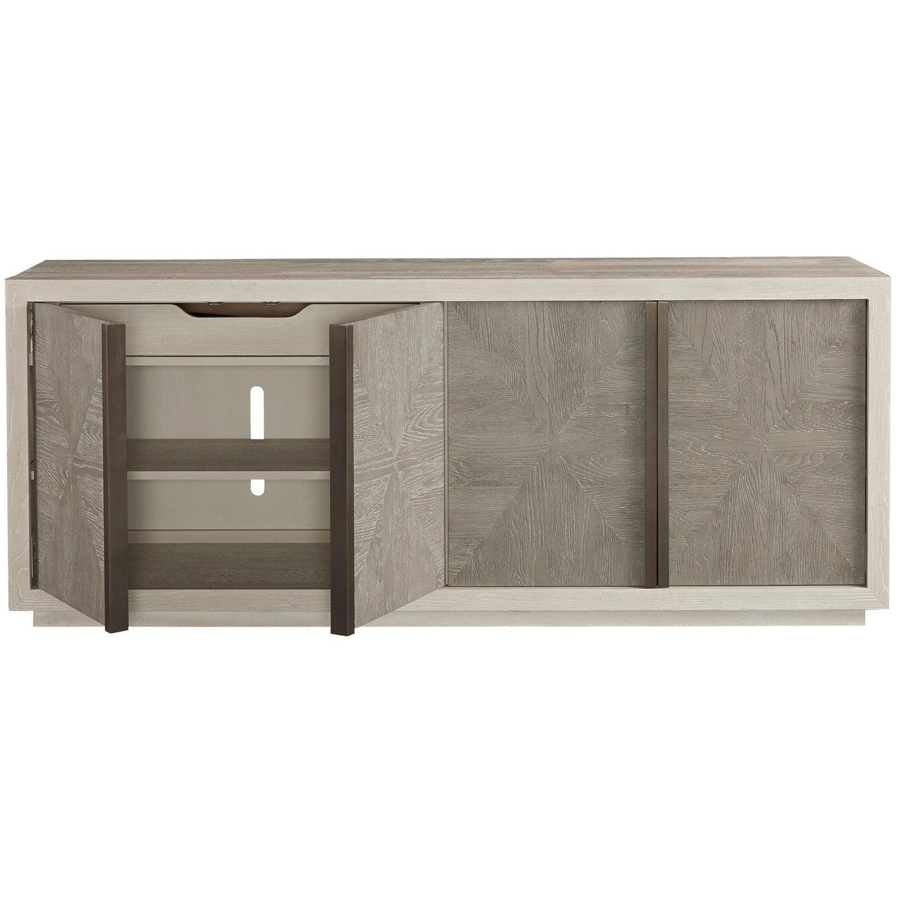 Modern Grey Oak Wood 4 Door Brinkley Credenza Sideboard Buffet
