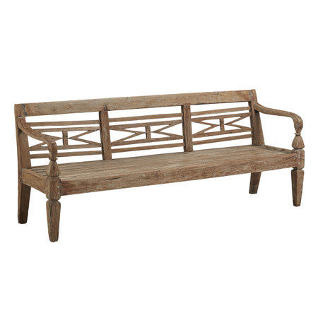 Antique Plantation Grown Teak Bench - 76.25'