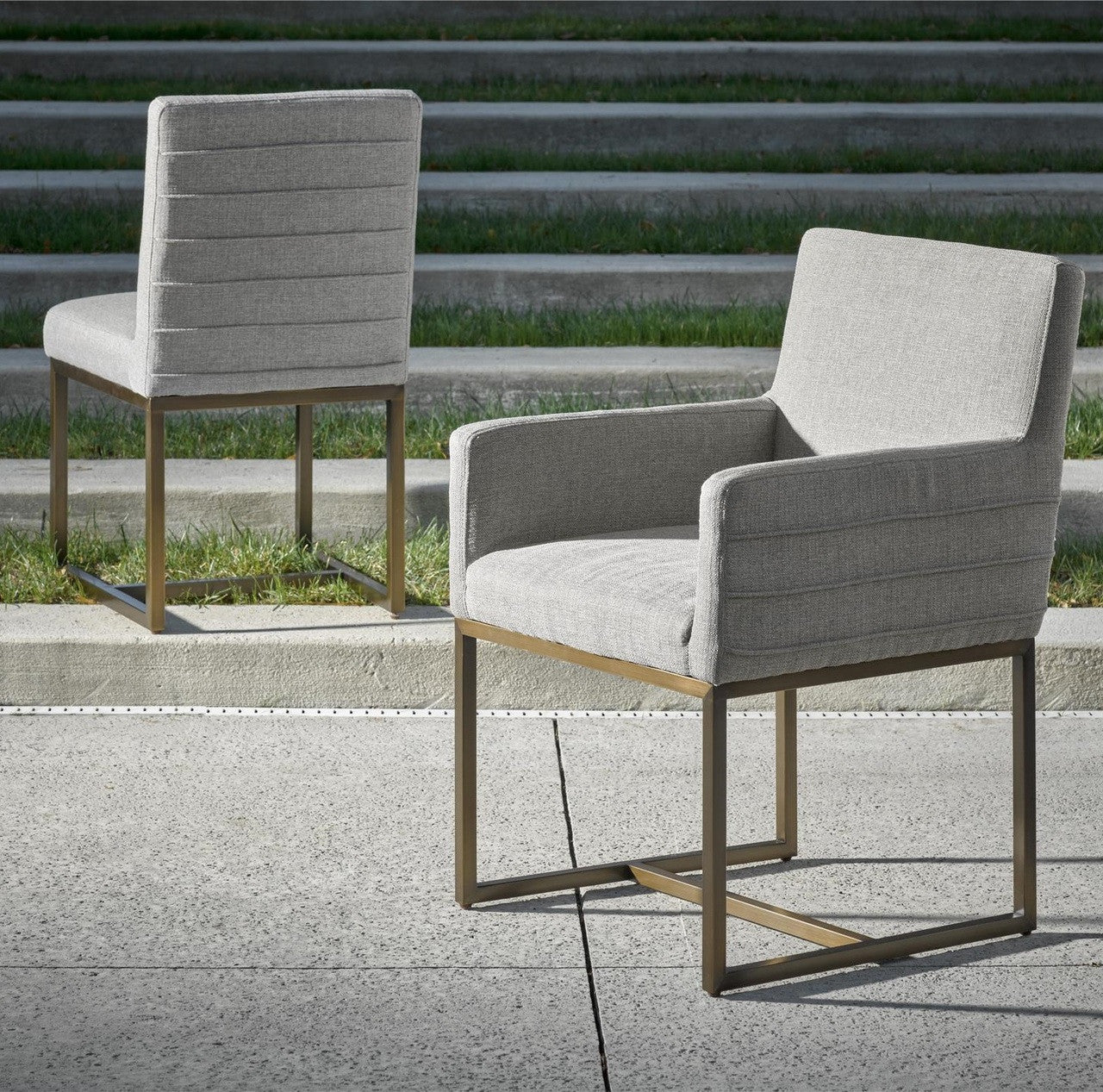 Cooper Modern Bronze Metal Leg Upholstered Arm Chair