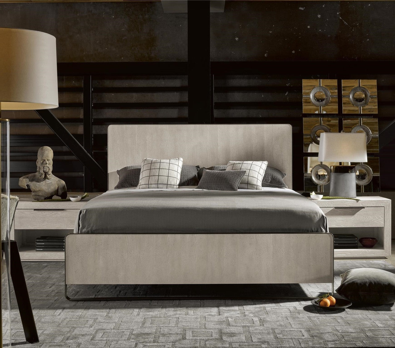 Modern Grey Oak Huston 1 Drawer Nightstand