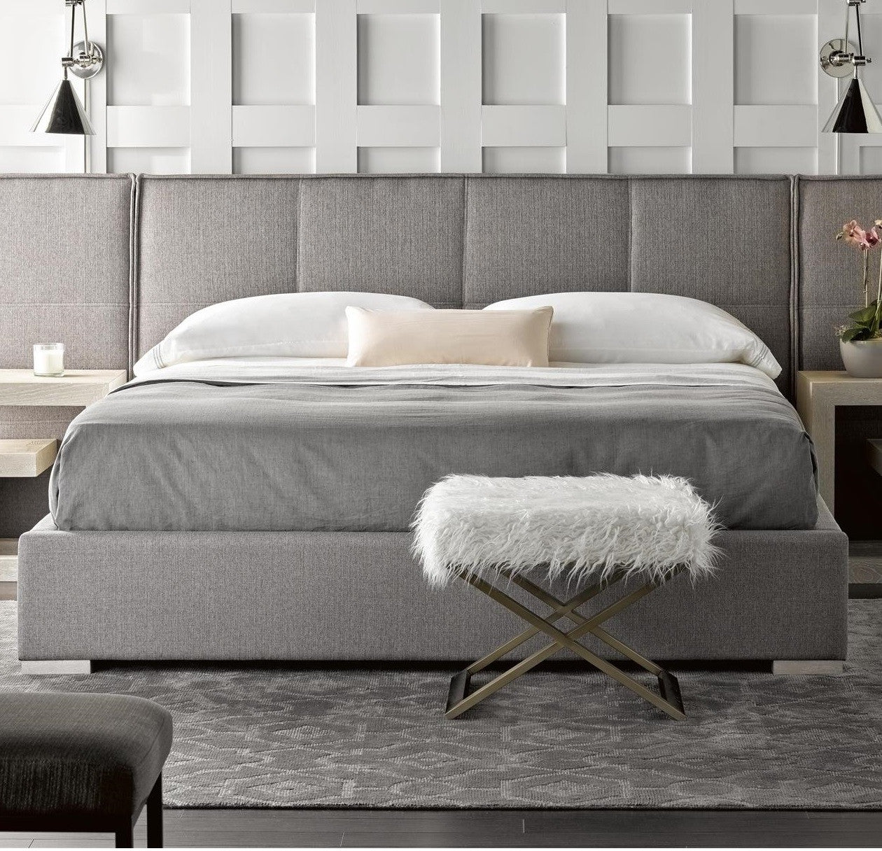 Connery Modern Gray Upholstered California King Platform Bed