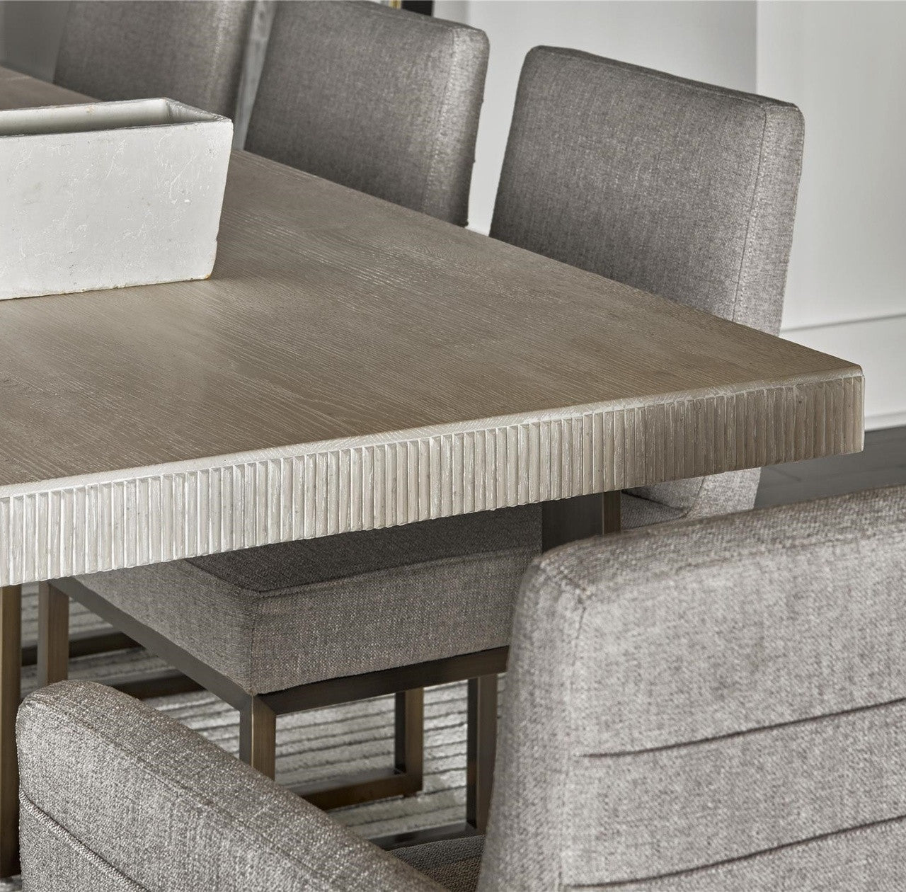 Modern Oak Wood + Bronze Metal Leg Extending Dining Table
