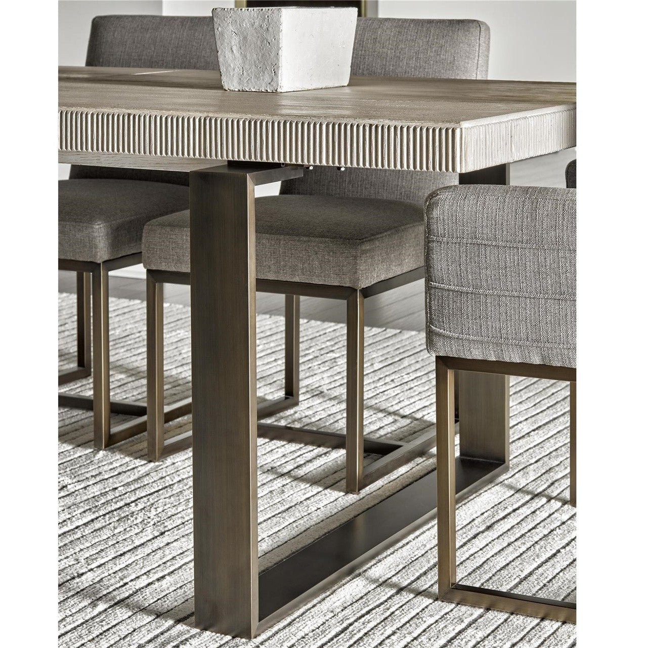 Modern Oak Wood + Bronze Metal Leg Extending Dining Table