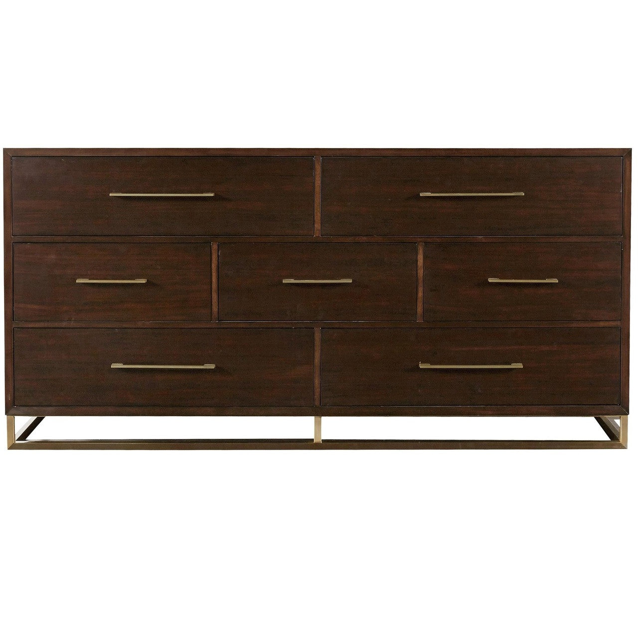 Gibson Modern Brushed Gold Mahogany 7 Drawer Dresser