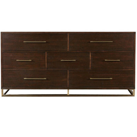 Gibson Modern Brushed Gold Mahogany 7 Drawer Dresser