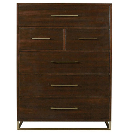 Gibson Modern Brushed Gold Mahogany 6-Drawers Chest