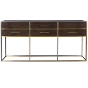 Gibson Modern Brushed Gold Mahogany 6 Drawers Console Table