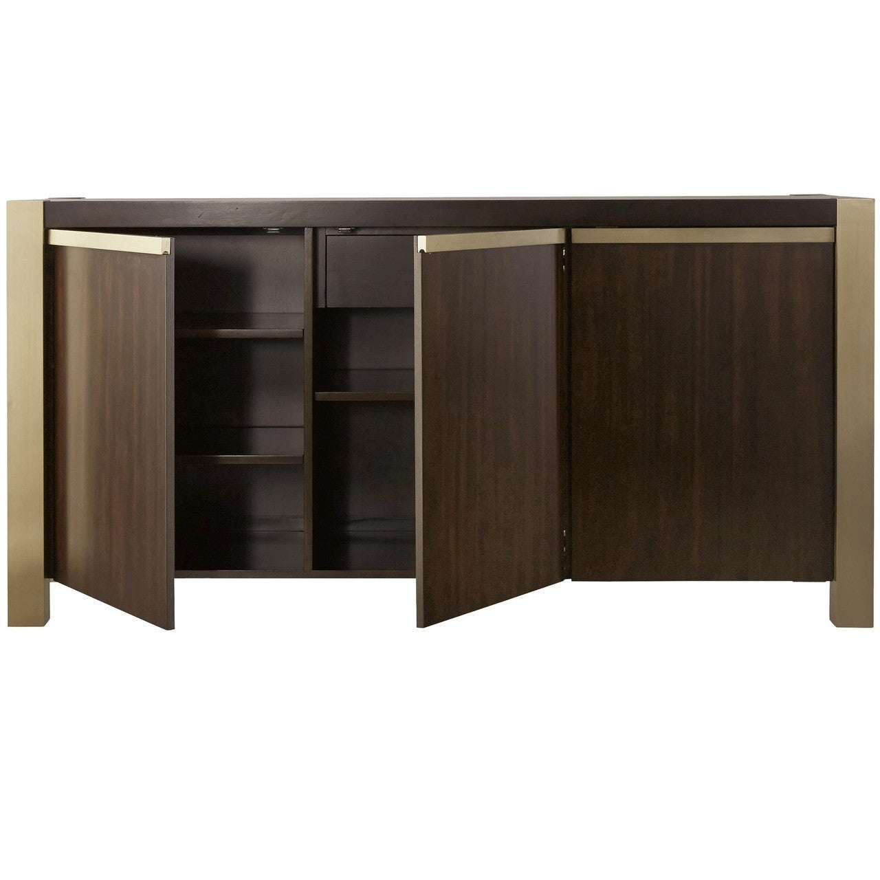 Gibson Modern Brushed Gold Mahogany Credenza TRIPLE-DOOR SIDEBOARD