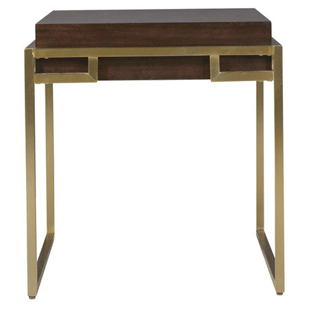 Gibson Modern Brushed Gold Mahogany End Table