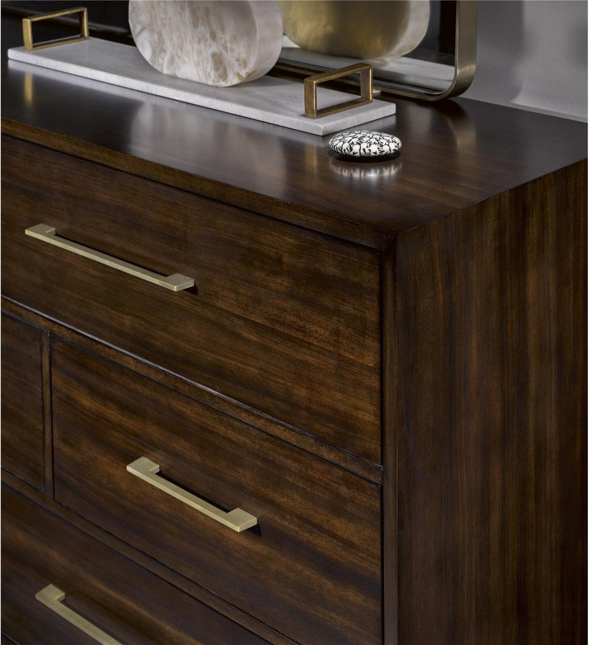 Gibson Modern Brushed Gold Mahogany 7 Drawer Dresser