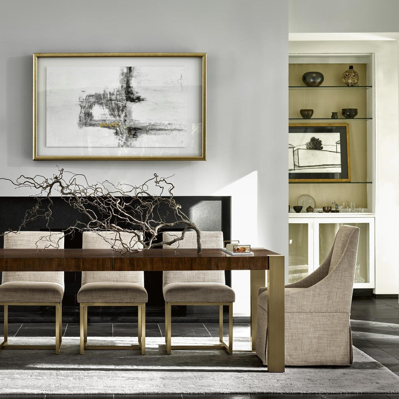 Gibson Modern Nutmeg Fabric Skirted Dining Chairs