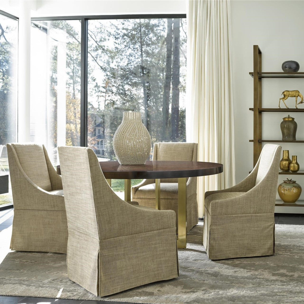 Gibson Modern Nutmeg Fabric Skirted Wing Dining Chair