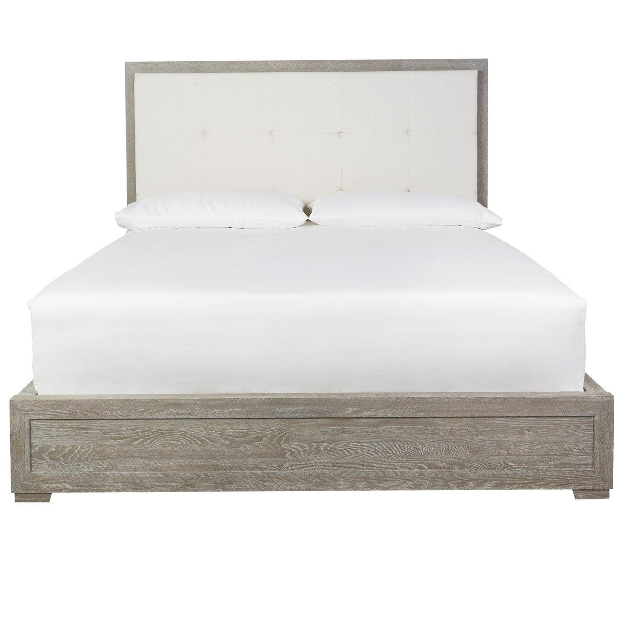 Nolan Modern Grey Oak Tufted Headboard Cal King Platform Bed