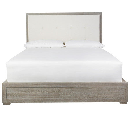 Nolan Modern Grey Oak Tufted Headboard Cal King Platform Bed