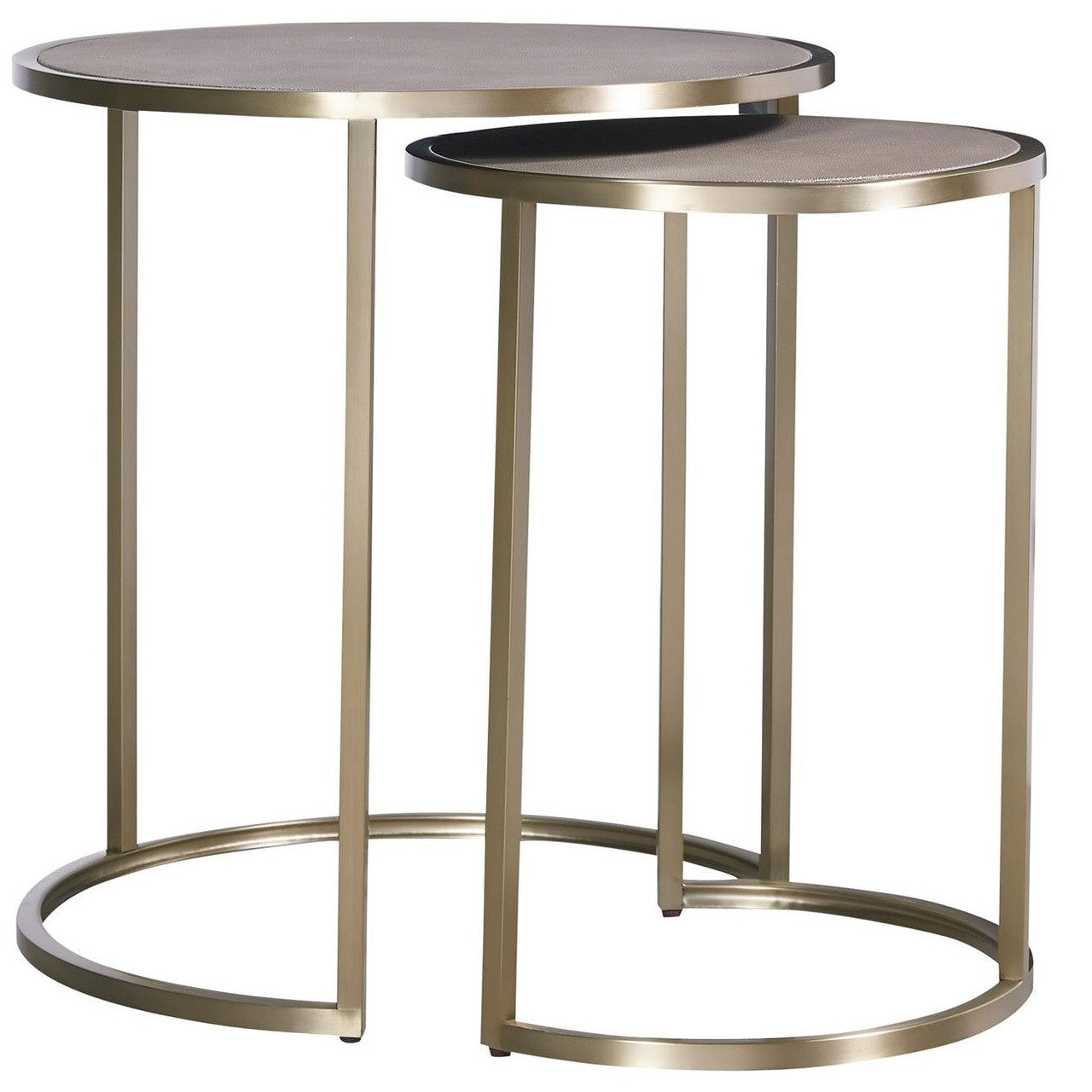 Portobello Modern Shagreen Brass Round Nesting Tables