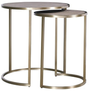 Portobello Modern Shagreen Brass Round Nesting Tables