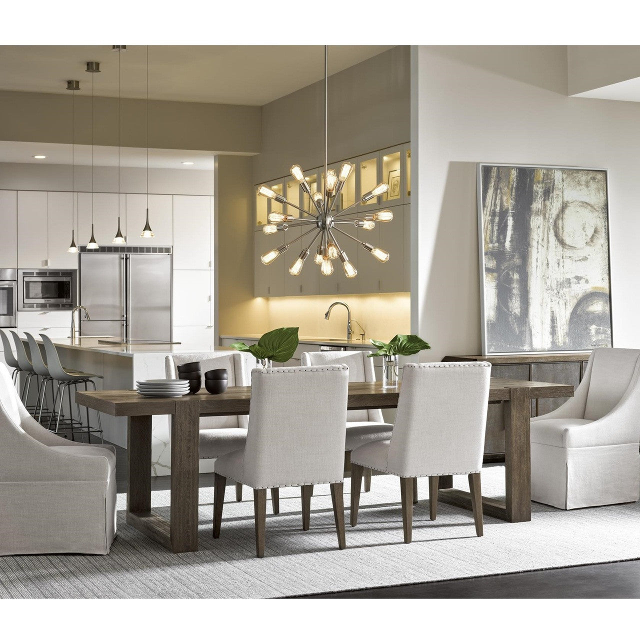 Portobello Modern Oak Extending Dining Room Table 84"