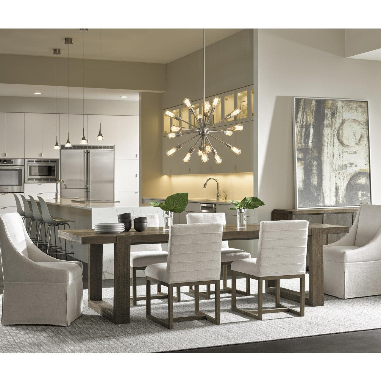 Portobello Modern Oak extendable dining table seats 10