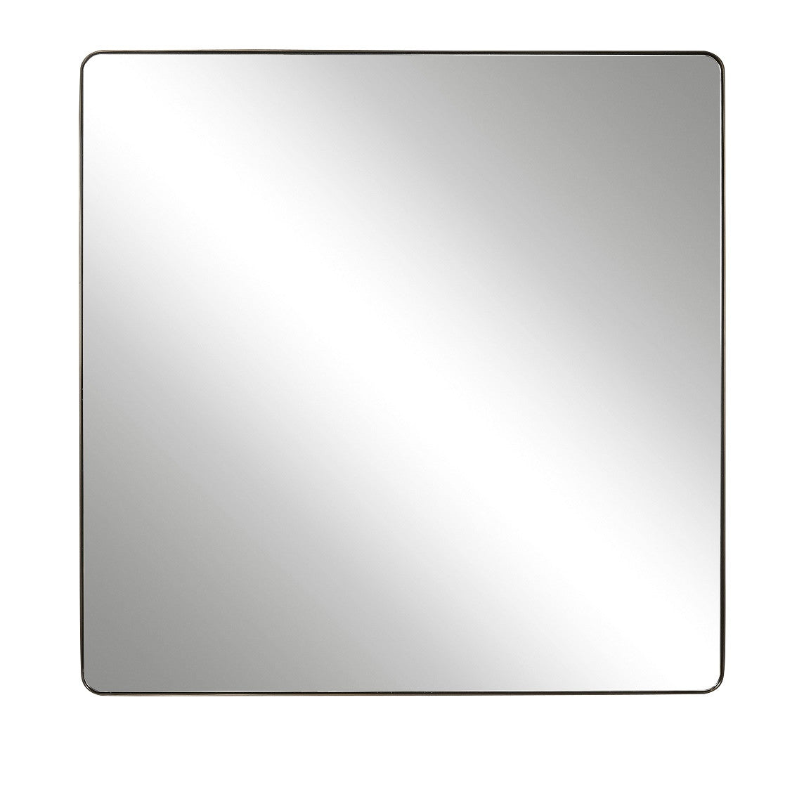 Modern Hollywood Regency Square Mirror - Bronze
