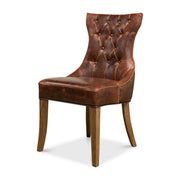 Sophie Side Chair, Light Brown Leather by Sarreid Ltd