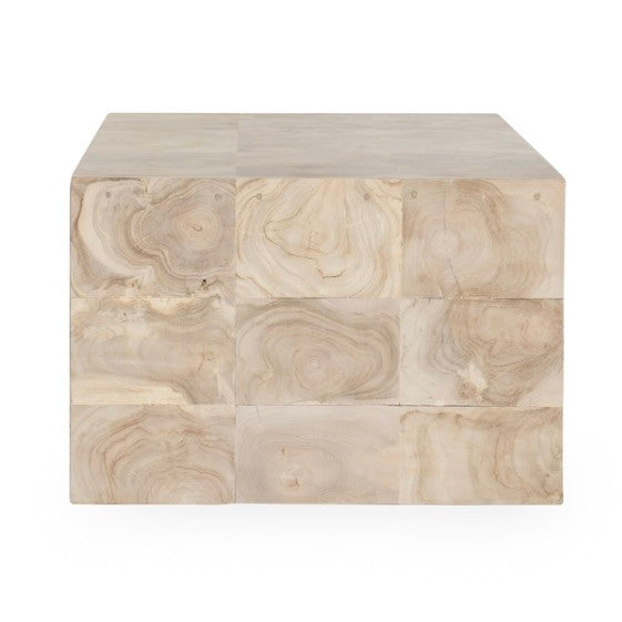 Anders Teak Wood Coffee Table in Cream Wash 51"