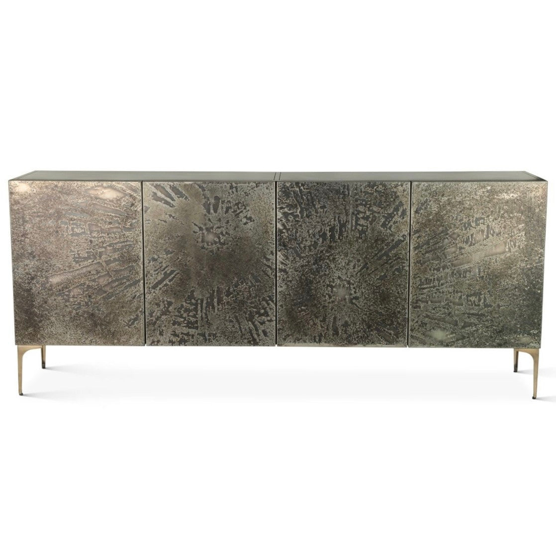 Mojave 83" Four Door Iron Buffet in Desert Patina with Brass Base