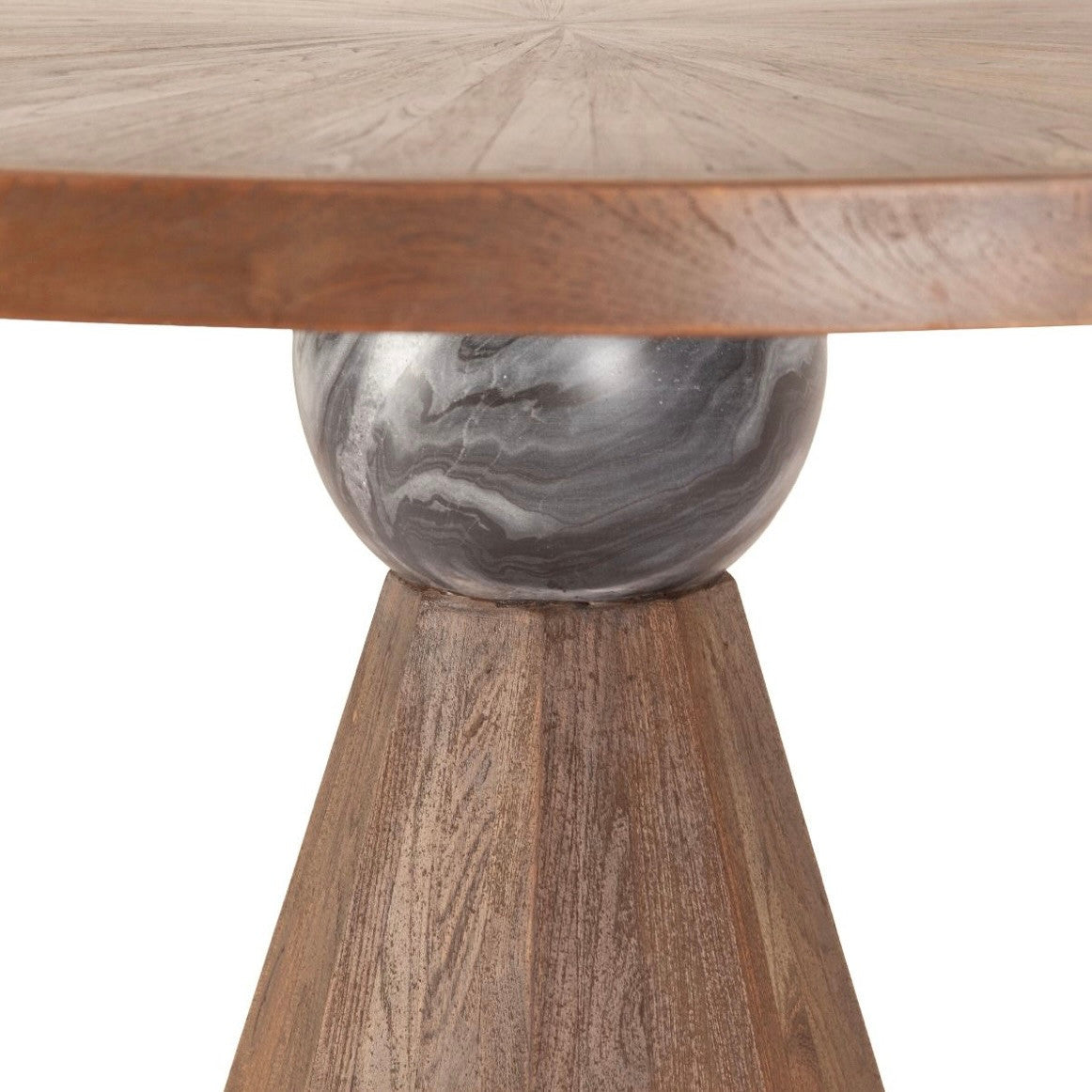 Eiffel Teak Wood and Marble Round Gathering Table 48"