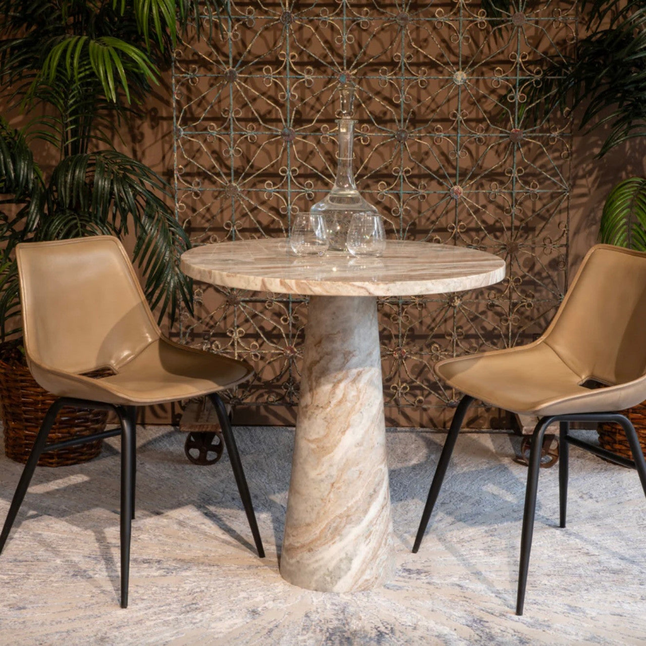 Nile 30" Round Dining Table in Brown Toronto Marble