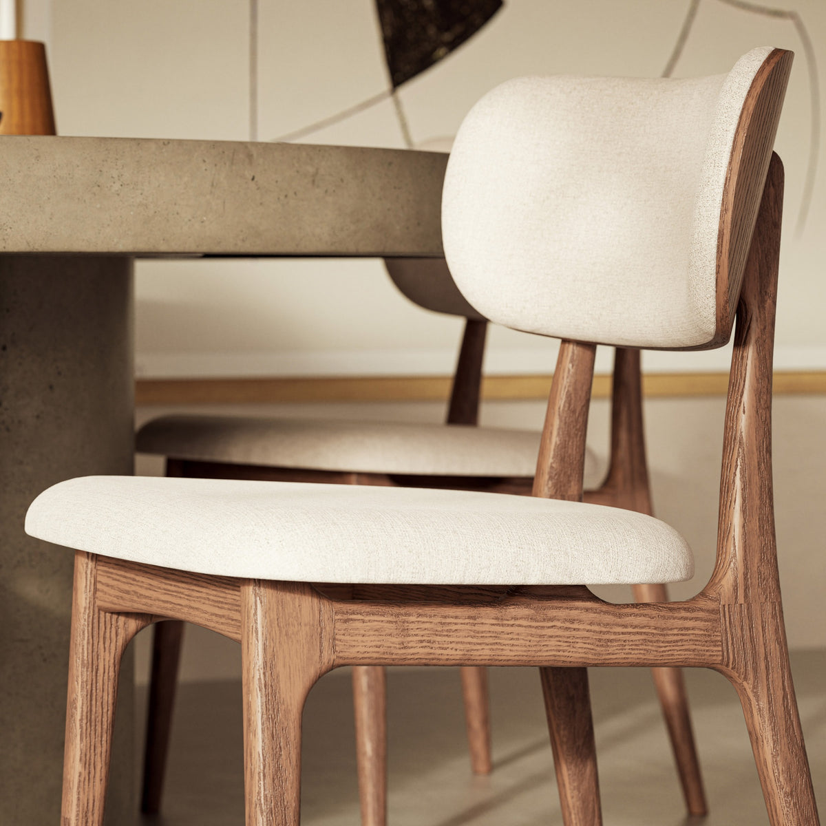 Modern Brazilian Claudia Side Chair Harvest Natural Upholstery - Nogal Frame by Urbia - detail 10