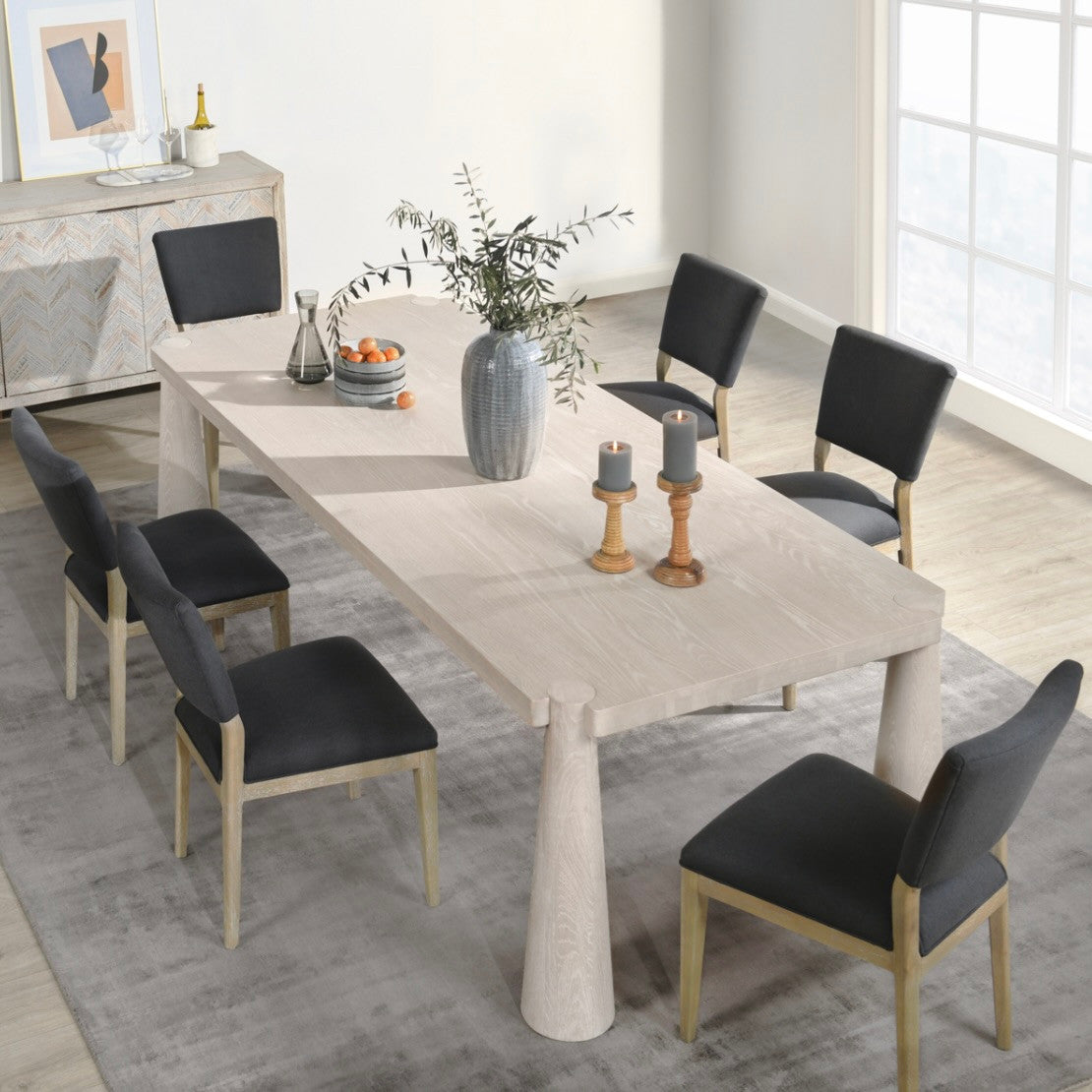 Austin Oak Wood Dining Table 102" in Milk White