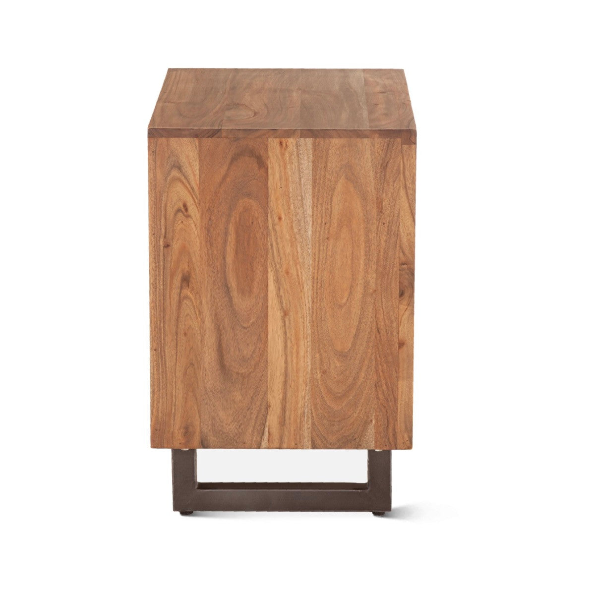 Live Edge Solid Wood & Iron 2-Drawer Nightstand - Smoked Acacia